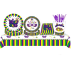 Mardi Gras Party Tableware Set,Mardi Gras Party Supplies Serves 16 Guests Including Paper Plates Napkins Tablecovers Cups Straws Cutlery for New Orleans Carnival Theme Party EasyOptionXY LLC