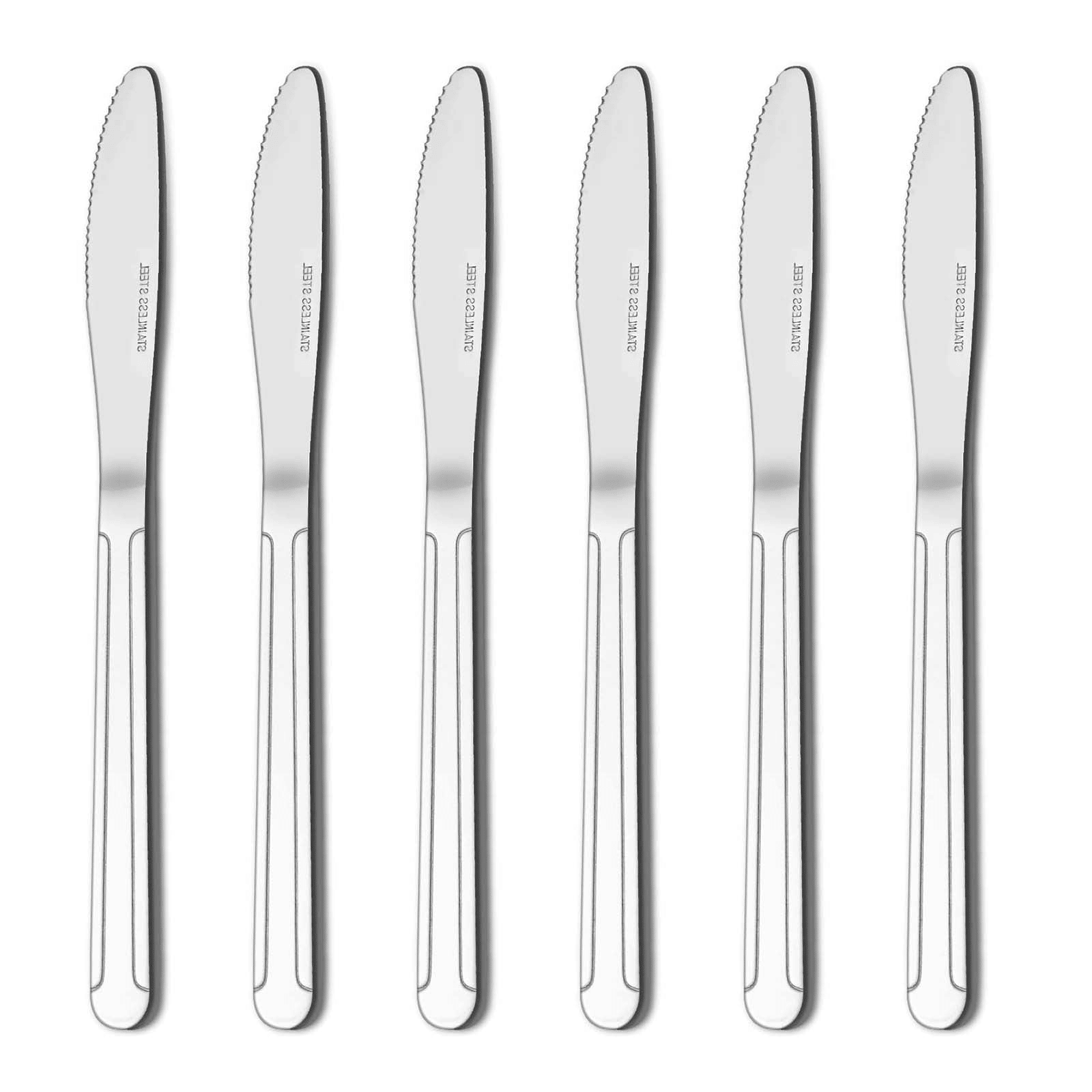Bestdin Dinner Knife Set, 24 Pieces 8-inch Kitchen Knives, Pattern Design Stainless Steel Cutlery Knife, Table Knives for Home, Hotel and Restaurant, Mirror Polished, Dishwasher Safe EasyOptionXY LLC