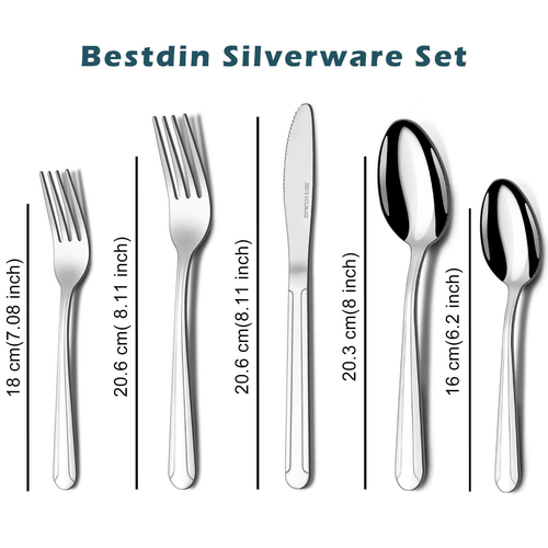 Bestdin Silverware Set for 12, 60 Pieces Stainless Steel Flatware Set, Include Fork Knife Spoon Set, Mirror Polished, Dishwasher Safe,Texture Design Tableware Cutlery Set for Home Kitchen Restaurant EasyOptionXY LLC