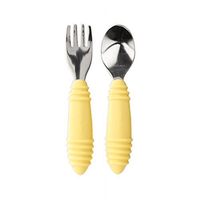 Bumkins Toddler Fork and Spoon Set, Stainless Steel & Silicone for 18 Mos+ (Pineapple) EasyOptionXY LLC