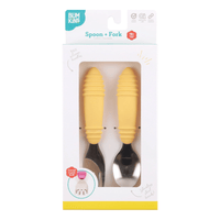 Bumkins Toddler Fork and Spoon Set, Stainless Steel & Silicone for 18 Mos+ (Pineapple) EasyOptionXY LLC