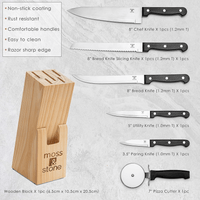 Moss & Stone 7-Pc High-Carbon Stainless Steel Serrated Knife Set with Wood Block EasyOptionXY LLC