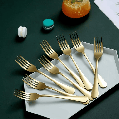 ReaNea Gold Dinner Forks 12 Pieces Stainless Steel 8.17" Fork Wedding Silverware Set EasyOptionXY LLC