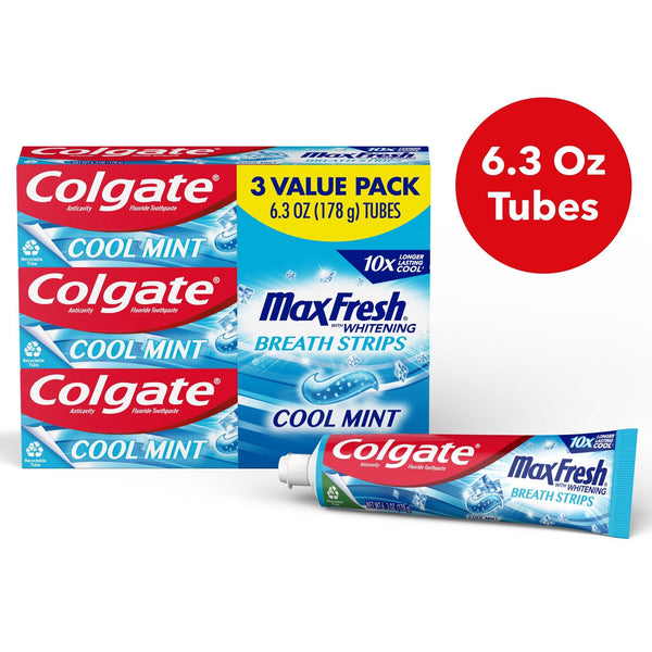 Colgate Max Fresh with Whitening Toothpaste; Cool Mint; 6.3 oz Tube; 3 Pack EasyOptionXY LLC