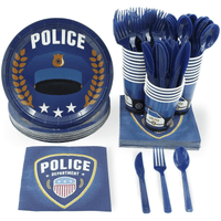 Police Party Bundle, Includes Plates, Napkins, Cups, Cutlery (24 Guests,144 Pieces) EasyOptionXY LLC