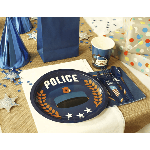 Police Party Bundle, Includes Plates, Napkins, Cups, Cutlery (24 Guests,144 Pieces) EasyOptionXY LLC