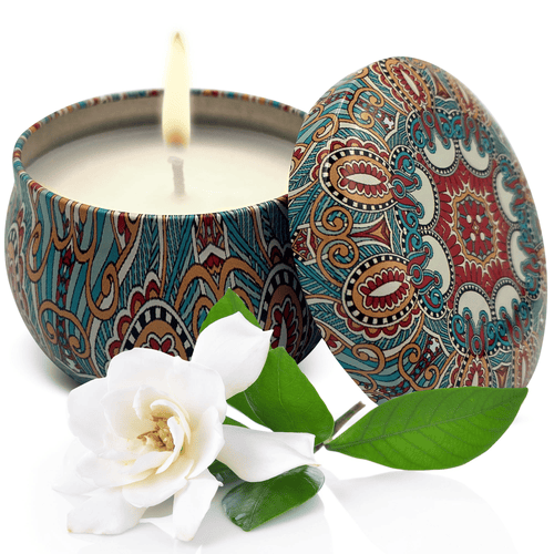Soy Wax Candle in Tin Jar White Gardenia Clean Burn up to 25 Hours Handmade in USA Natural and Safe by Relaxcation 6 oz EasyOptionXY LLC