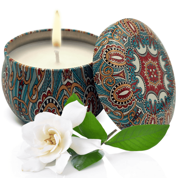 Soy Wax Candle in Tin Jar White Gardenia Clean Burn up to 25 Hours Handmade in USA Natural and Safe by Relaxcation 6 oz EasyOptionXY LLC