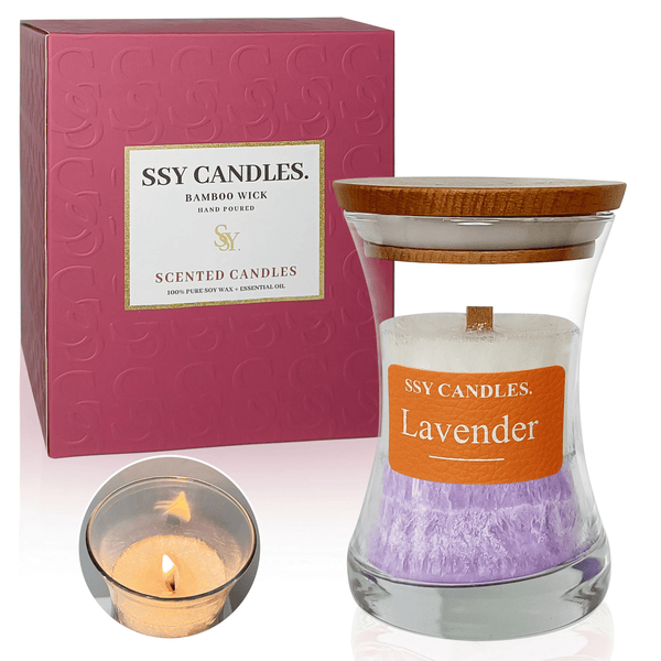 Lavender Scented Candles for Home-Jar candles 3.5 oz - Wooden Wick Candle-Candles Gift for Women -Aromatherapy candles EasyOptionXY LLC