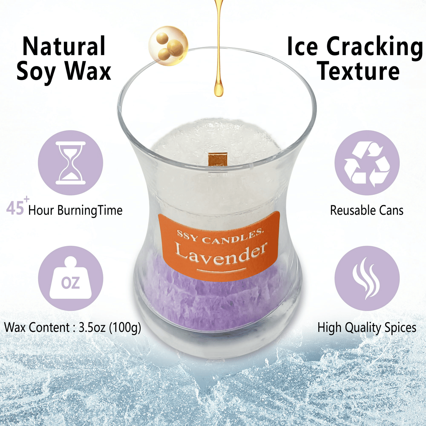 Lavender Scented Candles for Home-Jar candles 3.5 oz - Wooden Wick Candle-Candles Gift for Women -Aromatherapy candles EasyOptionXY LLC