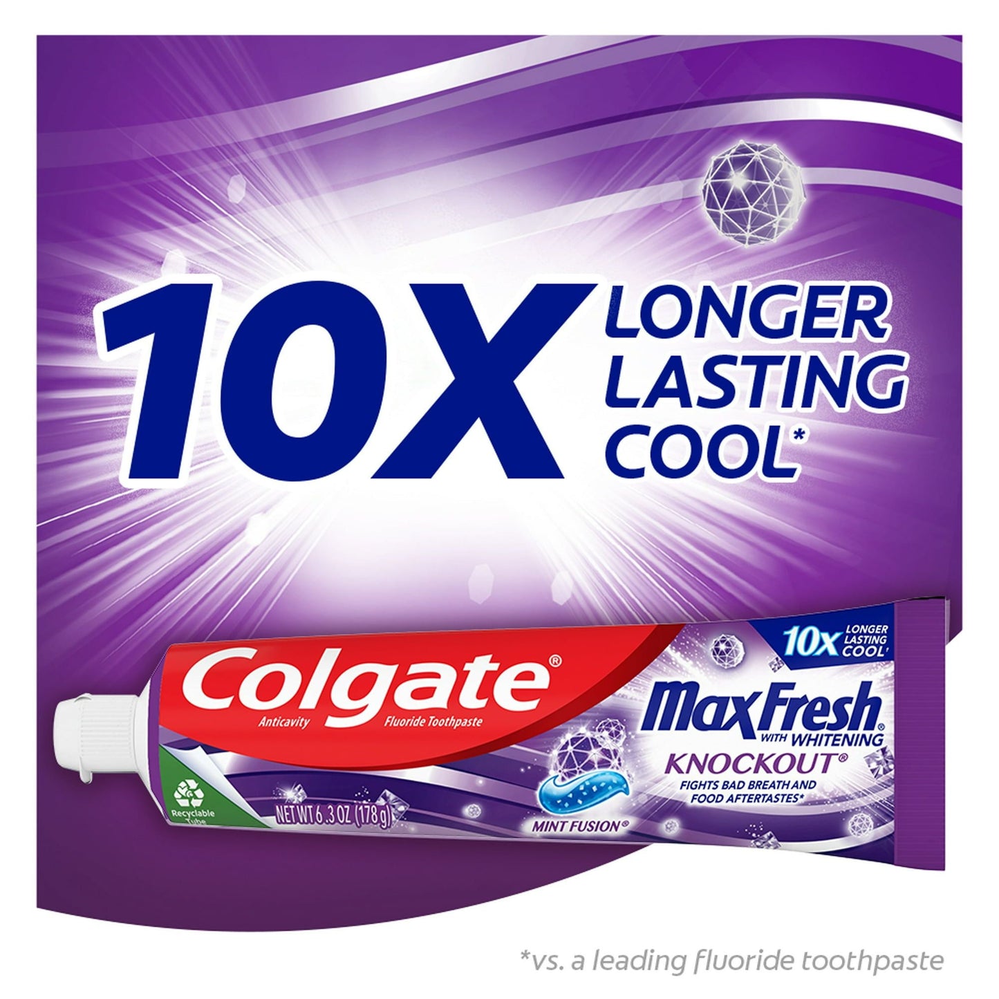 Colgate Max Fresh Knockout Whitening Toothpaste; Mint Fusion; 3 Pack; 6.3 oz EasyOptionXY LLC