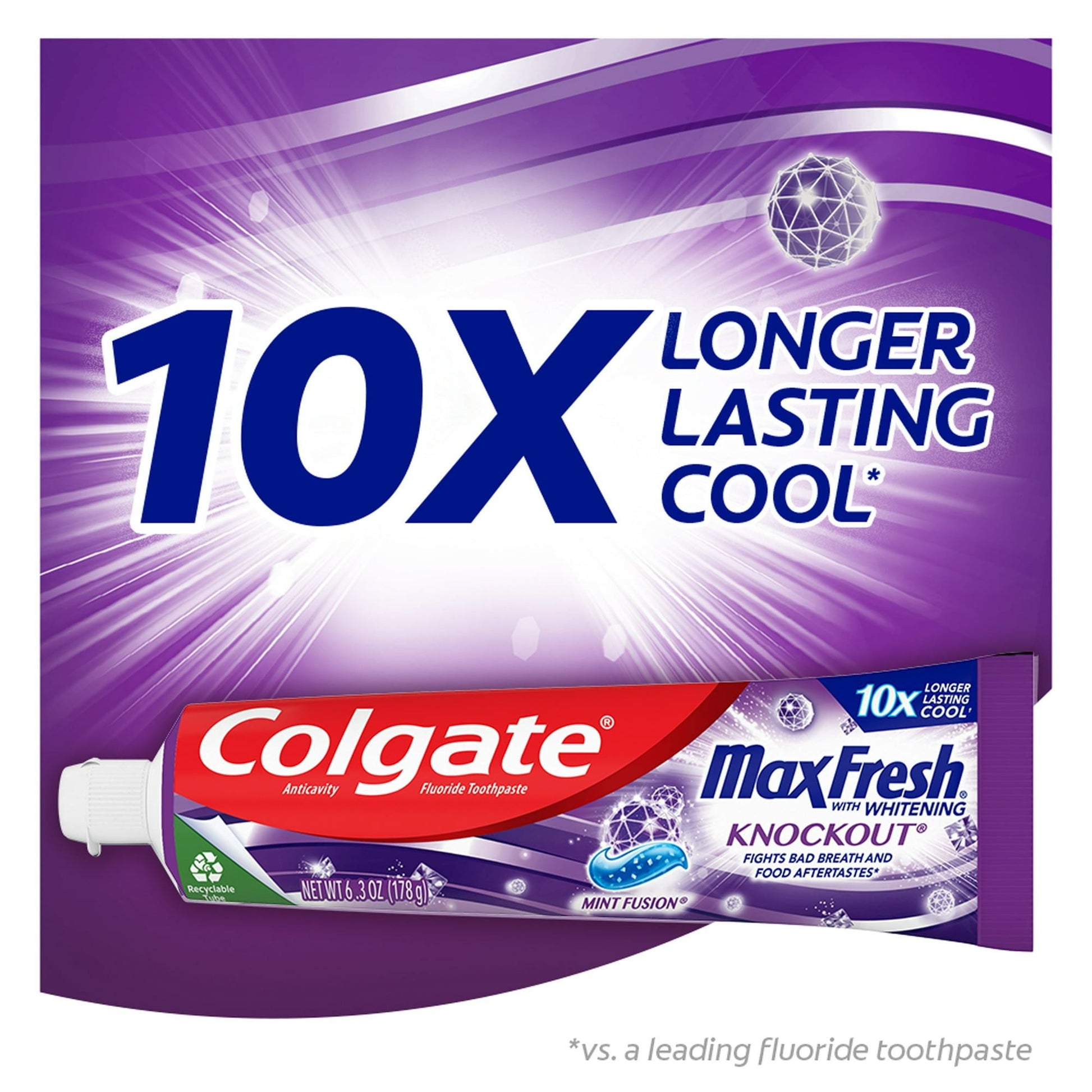 Colgate Max Fresh Knockout Whitening Toothpaste; Mint Fusion; 3 Pack; 6.3 oz EasyOptionXY LLC