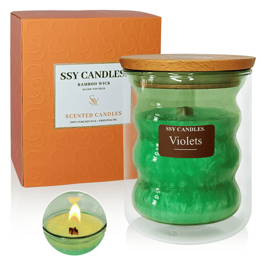 Violet Scented Candles for Home - Jar Candles 8.4 oz - Wooden Wick Candles - Candles Gifts for Women - Aromatherapy Candles EasyOptionXY LLC
