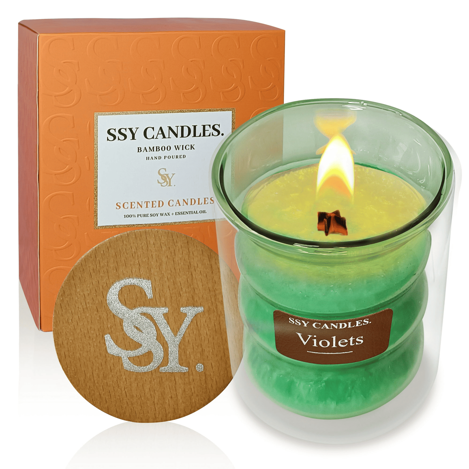 Violet Scented Candles for Home - Jar Candles 8.4 oz - Wooden Wick Candles - Candles Gifts for Women - Aromatherapy Candles EasyOptionXY LLC