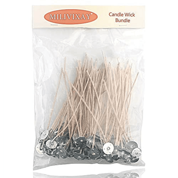 MILIVIXAY 100pcs 6.0inch E CO 4 Wicks for Soy Candles ,Pre-Waxed and Tabbed E CO Wicks for Soy Candles Making. EasyOptionXY LLC