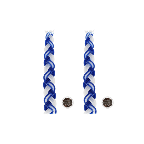 Set of Braided 6 Wicks Blue and White Havdallah Candle with Cloves Besamim - 2 Pack EasyOptionXY LLC