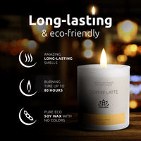 Soy Wax Candle in Glass Jar Coffee Latte Scented Candle Clean Burn up to 80 Hours Handmade in USA Natural and Safe by Relaxcation 10 oz EasyOptionXY LLC