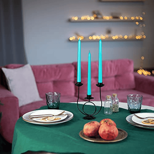 CANDWAX 10 inch Taper Candle Sticks Long Burning Set of 12 - Dripless Dinner Candles for Table Look Like Matte Metallic Candles and are Ideal for Any Occasion - Turquoise Glitter Taper Candles EasyOptionXY LLC
