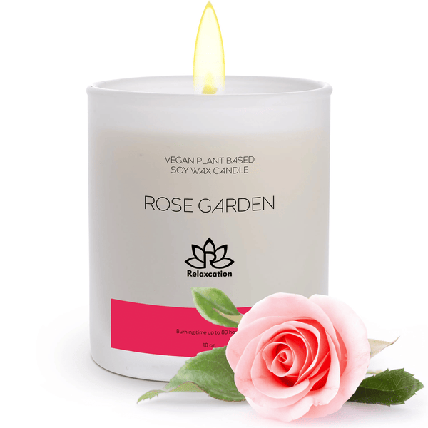 Soy Wax Candle in Glass Jar Rose Garden Scented Clean Burn up to 80 Hours Handmade in USA Natural and Safe by Relaxcation 10 oz EasyOptionXY LLC