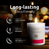Soy Wax Candle in Glass Jar Rose Garden Scented Clean Burn up to 80 Hours Handmade in USA Natural and Safe by Relaxcation 10 oz EasyOptionXY LLC