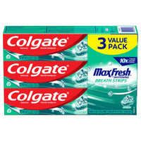 Colgate Max Fresh Toothpaste; Mini Breath Strips; Clean Mint; 3 Pack; 6.3 oz EasyOptionXY LLC