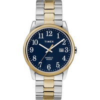 Timex Men's Easy Reader Date Two-Tone/Blue 38mm Casual Watch, Expansion Band EasyOptionXY LLC