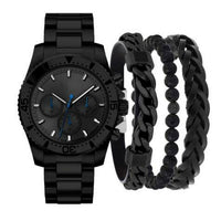 George Adult Mens Black Round Analog Watch Set with Matching Bracelets EasyOptionXY LLC
