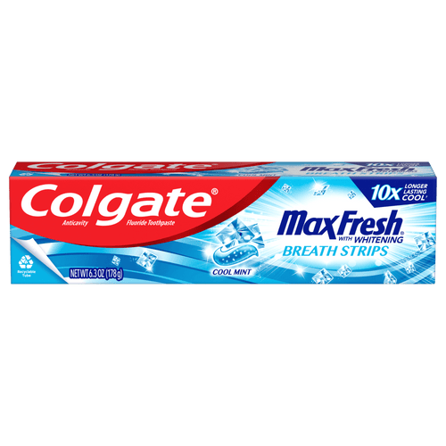 Colgate Max Fresh Whitening Toothpaste with Mini Breath Strips; Cool Mint; 6.3 oz Tube EasyOptionXY LLC
