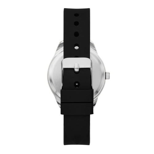 Time and Tru Ladies' Watch, Silver Round Case, Silver Easy to Read Dial and Black Smooth Silicone Strap (FMDOTT094) EasyOptionXY LLC