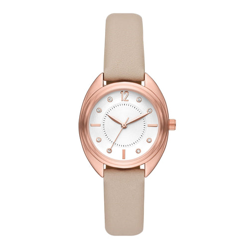Time & Tru Women's Wristwatch: Rose Gold Tone Case, White Dial, Blush Faux Leather Strap (FMDOTT093) EasyOptionXY LLC