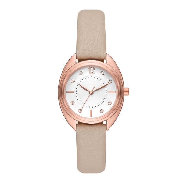 Time & Tru Women's Wristwatch: Rose Gold Tone Case, White Dial, Blush Faux Leather Strap (FMDOTT093) EasyOptionXY LLC