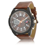 U.S. Polo Assn. Adult Male Analog/Digital Watch in Black with Brown Strap (US5297WM) EasyOptionXY LLC
