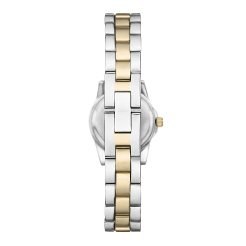 Time & Tru Women's Wristwatch: Two Tone Silver & Gold Round Mini Case and Bracelet, Gold Bezel, Silver Sunray Dial (FMDOTT105) EasyOptionXY LLC