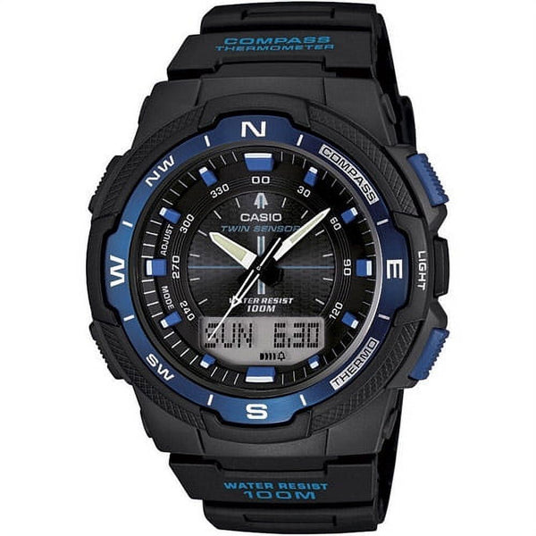 Casio Men's Classic Twin Sensor Thermometer Compass Black with Blue Watch SGW500H-2BV EasyOptionXY LLC