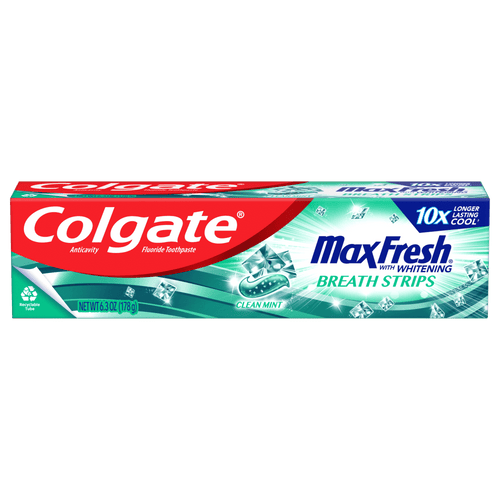 Colgate Max Fresh Whitening Toothpaste with Mini Breath Strips; Clean Mint; 6.3 oz Tube EasyOptionXY LLC