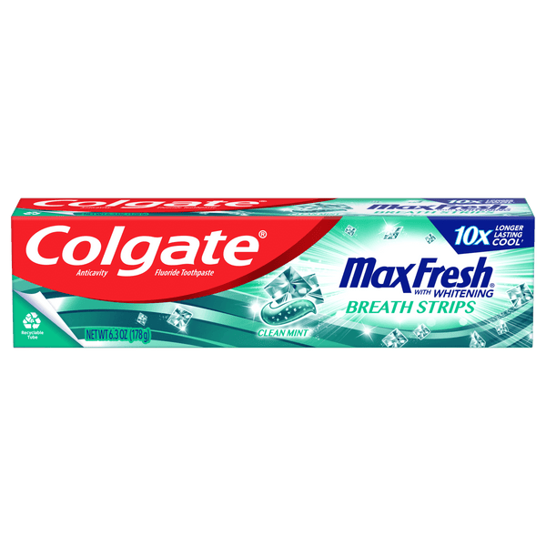 Colgate Max Fresh Whitening Toothpaste with Mini Breath Strips; Clean Mint; 6.3 oz Tube EasyOptionXY LLC