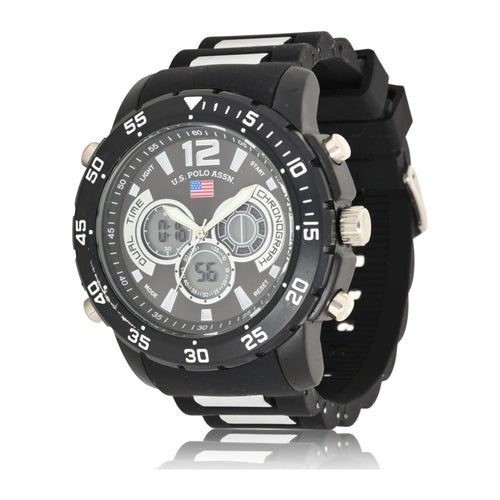 U.S. Polo Assn. Adult Male Sport Analog/Digital Watch with Black Rubber Strap (US9544WM) EasyOptionXY LLC