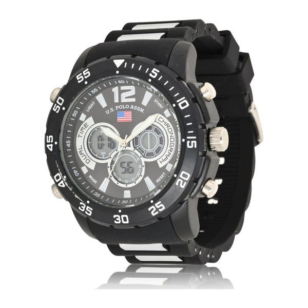 U.S. Polo Assn. Adult Male Sport Analog/Digital Watch with Black Rubber Strap (US9544WM) EasyOptionXY LLC