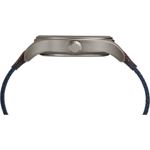 Timex Men's Expedition Scout 40mm Watch ¨C Gray Case Blue Dial with Blue & Brown Fabric & Leather Strap EasyOptionXY LLC