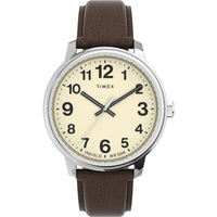 Timex Men's Easy Reader Bold 43mm Watch ¨C Silver-Tone Case Cream Dial with Brown Leather Strap EasyOptionXY LLC