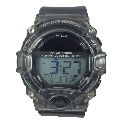 George Mens Solar Digital Wristwatch, Plastic Band EasyOptionXY LLC