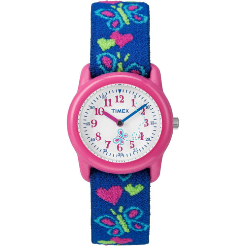 TIMEX TIME MACHINES? 29mm Butterflies and Hearts Elastic Fabric Kids Watch EasyOptionXY LLC