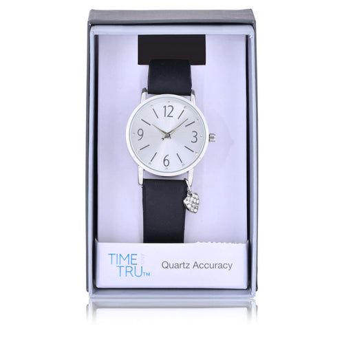 Time and Tru Adult Female Crystal Accent Silver Tone Watch with Heart Charm (42008WML) EasyOptionXY LLC