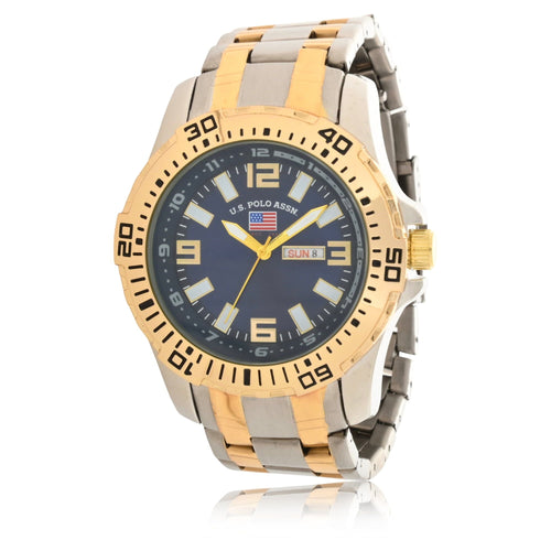 U.S. Polo Assn. Adult Male Analog Bracelet Watch in Silver and Gold Two-Tone (US8871WM) EasyOptionXY LLC