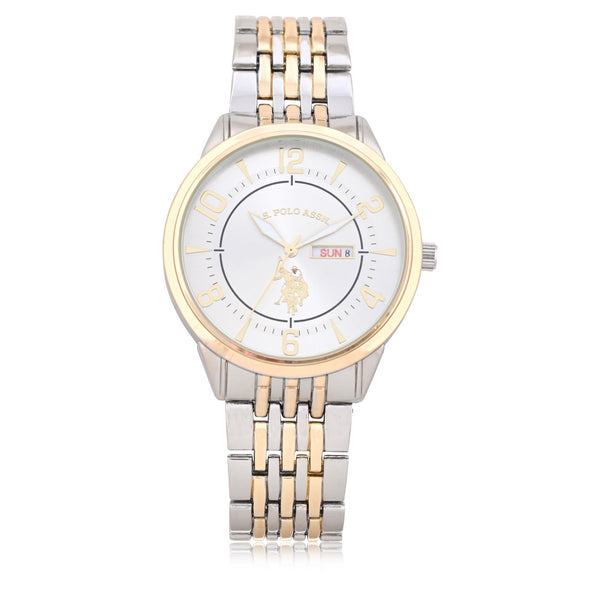 U.S. Polo Assn. Adult Male Analog Watch in Two-tone Silver and Gold with Round Dial in One Size (USC80690WM) EasyOptionXY LLC