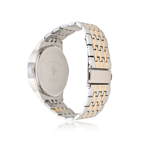 U.S. Polo Assn. Adult Male Analog Watch in Two-tone Silver and Gold with Round Dial in One Size (USC80690WM) EasyOptionXY LLC