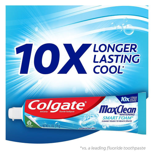Colgate Max Clean Smart Foam with Whitening Toothpaste; 6.0 oz; 3 Pack EasyOptionXY LLC