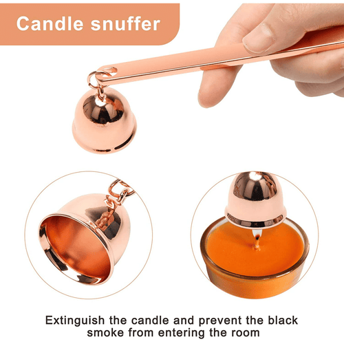 Plutput Stainless Steel Candle Wick Trimmer Snuffer Fire Extinguisher Bell Candle Accessories Rose Gold EasyOptionXY LLC