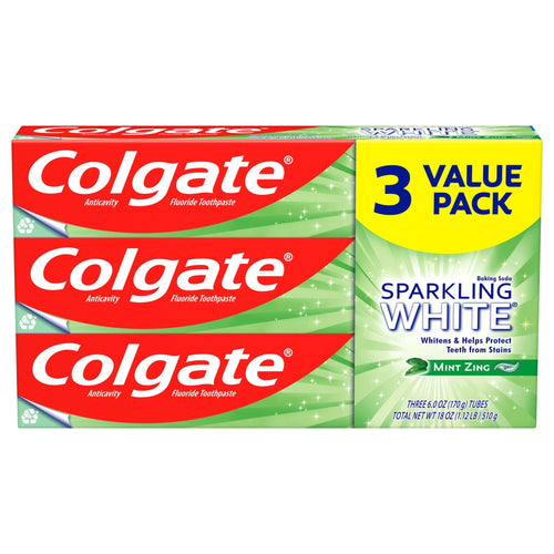 Colgate Sparkling White Natural Whitening Toothpaste; Mint Zing; 3 Pack EasyOptionXY LLC