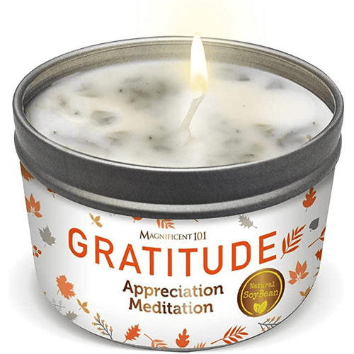 Magnificent 101 Long Lasting Gratitude Smudge Candle | 6 Oz - 35 Hour Burn | Paraffin Free Sage Scented Soy Wax Candle for Appreciation, House Energy Cleansing & Manifestation EasyOptionXY LLC